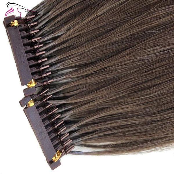 Nouveaux produits capillaires Couleur personnalisée disponible Extensions de cheveux humains 6D #4 Highlight 25 grammes / sac Peut être coiffé avec du fer pour les femmes