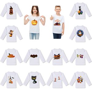 2019 nouveau Halloween bébé enfants T-shirt citrouille fantôme impression chemise enfants desiigner vêtements vacances dessin animé à manches longues T-shirt blanc M025