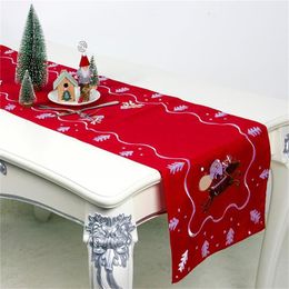 2020 Nieuwe Hot Sale Christmas Decoration Doek Art Borduurwerk Santa Claus Tafel Tafelkleed Keuken Diningsbar Huistafel Vlag