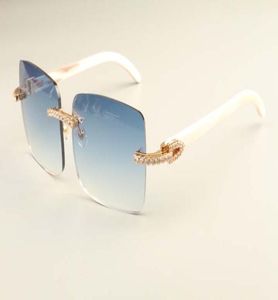 2019 Nouvelle mode de luxe Diamond Ultra Light Big Box Lunettes de soleil 352412d1 Mistes blanches Natural Mirror Jambes Lunettes de soleil DHL 3114987