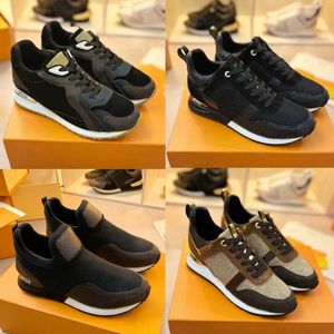 Classic RUN AWAY Sneakers Men Woman Real Leather Shoes Men Racer Sports Sneakers Women Lace-up Black Brown Shoes Flats Casual Trainers Shoes With Box NO12