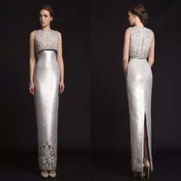 2019 Nouveau luxe Krikor Jabotian Mother of the Bride Robes Beading Sheat Silver Night Robe Split Back Robes formelles 2496