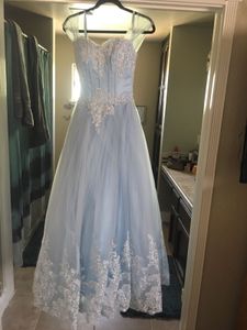 2020 nouvelle dentelle bébé bleu robe de bal robes de Quinceanera cristaux pour 15 ans doux 16 grande taille Pageant robe de soirée de bal QC1047