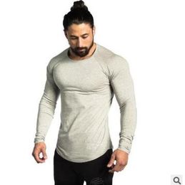 2019 New Mans cuello redondo Designer Gyms Camisetas de manga larga Slim Fit Moda Algodón Casual Fitness T-shirt Hombres Camisetas