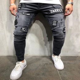 2019 novos homens elegantes calças jeans motociclista magro em linha reta desgastado calças jeans nova moda jeans magros homens streetwear c033213o
