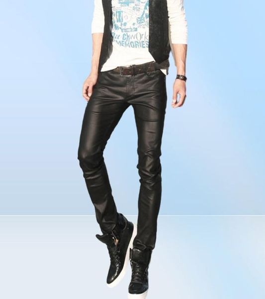 2019 nuevos pantalones ajustados con personalidad men039s moda para hombre pantalones elásticos brillantes para motocicleta pantalones negros trajes de cantante 7572762