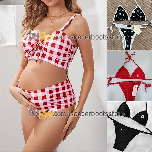 Diseñador de moda Maternity trajes de baño traje de baño clásico bordado letras bikini set tanga jóven