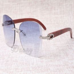 2019 nouvelles lunettes de soleil cool en métal diamant T8100905 lunettes de soleil de mode de haute qualité lunettes en bois naturel taille 58-18-135mm342R