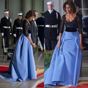 2019 nouvelle Michelle Obama Sexy robes de soirée formelles dentelle noire paillettes femmes robes avec demi manches tapis rouge robe de célébrité