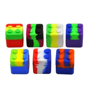 Mélanger la couleur Mini Cube forme boîte à huile Silicone huile conteneur Dab Rig cire conteneur fumer accessoires pour fumer AC112