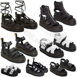 2024 Designer Platform Sandalen voor vrouwen Men Gladiator Sandaal Triple Zwart Patent Leather Lides Slides Riem Buckle Zip Slide Mens Dames Sliders Outdoor schoenen