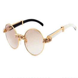 2019 Nouvelle mode rétro lunettes de soleil rondes en diamant 7550178 corne mixte naturelle lunettes de soleil de luxe lunettes taille 55 57-22-135mm259R