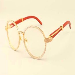 2019 nouveau cadre rond lunettes de diamant cadre T19900692 mode rétro lunettes décoratives cadre accessoires de temple en bois naturel238a