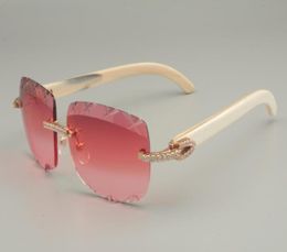 2019 Nouvelles lunettes de soleil à corne blanche naturelle 2019 Lunettes de soleil diamant unique 8300756D