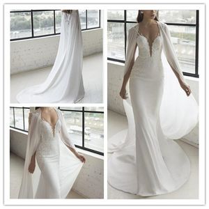 2019 nieuwe schede witte chiffon strand corset trouwjurken met wrap sexy kant applique bruidsjurken Nigeria abiti da sposa