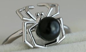 2019 Nieuwe spider zilveren ringen 925 Sterling Silver Natural Black Sapphire Ring Gepersonaliseerde vrouwen Wedding Party Sieraden2205743