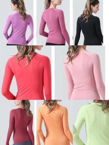 Lu Swift élastique Gym Yoga chemises femmes tricots et t-shirts à manches longues femmes mince maille course veste de Sport séchage rapide noir Fitness sweats hauts 2.0