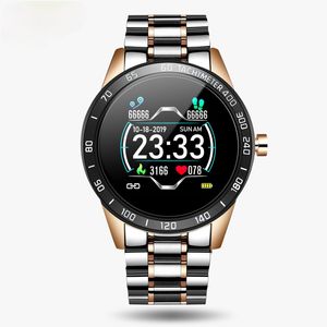 2019 New steel smart watch men leather smart watch sport For iPhone Heart rate blood pressure Fitness tracker smartwatch