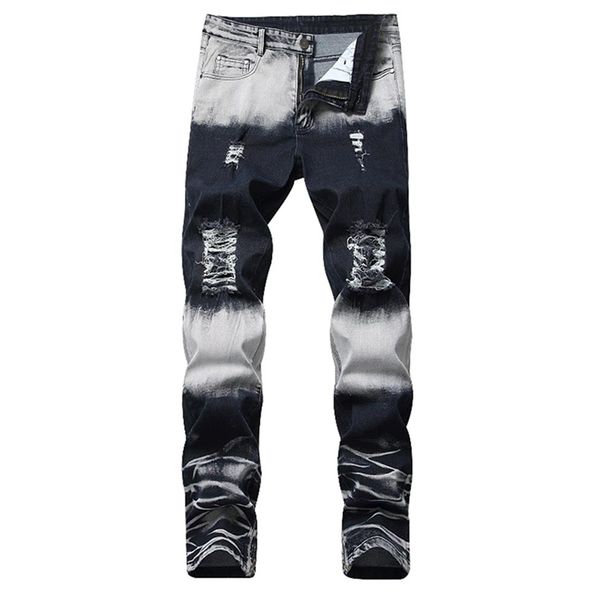 2019 Nouvelle Marque Droite Hommes Déchiré Jeans Pantalon Marque De Mode Conception Denim Pantalon Rétro Sexy Trou Personnalité Déchiré Jeans241i