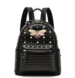 2019 Nouveau style sac à dos Matière en cuir pour filles de style de mode de mode Rivet Rivet Bee Travel High Quality Backpack Sac A DOS F6634752