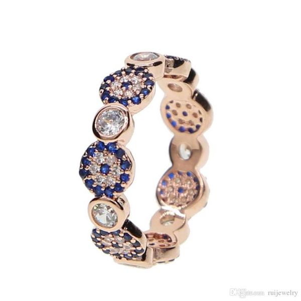 2019 nouveau style mal anneau mauvais œil hamsa bague de luxe bleu cubique Zircon cristal or rose bijoux délicats femmes s333x