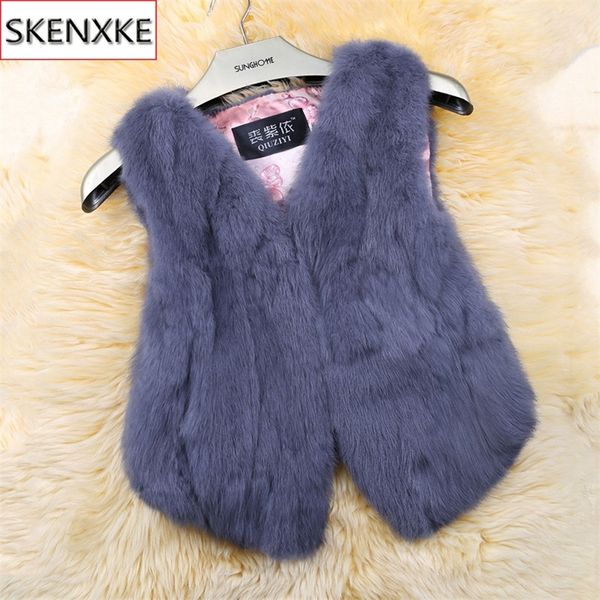 2019 Nouveau Style Femmes Réel Véritable Gilet De Fourrure De Lapin Mode 100% Réel De Fourrure De Lapin Gilet Lady Réel De Fourrure De Lapin Court Manteau Sans Manches CJ191219