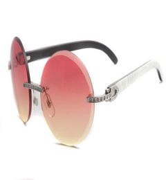 2019 nouveaux styles de lunettes de soleil série diamant ronde LUNETTES DE SOLEIL RÉTRO T3524012 lunettes en corne noire et blanche naturelle taille 5618143598981