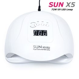 2019 New Sun 5 X Plus Uv Lámpara Led 72w Secador de Uñas Con Sensor Automático Pantalla Lcd 36 Led Lámpara Secadora de Uñas Para Manicura Gel Polaco J190626