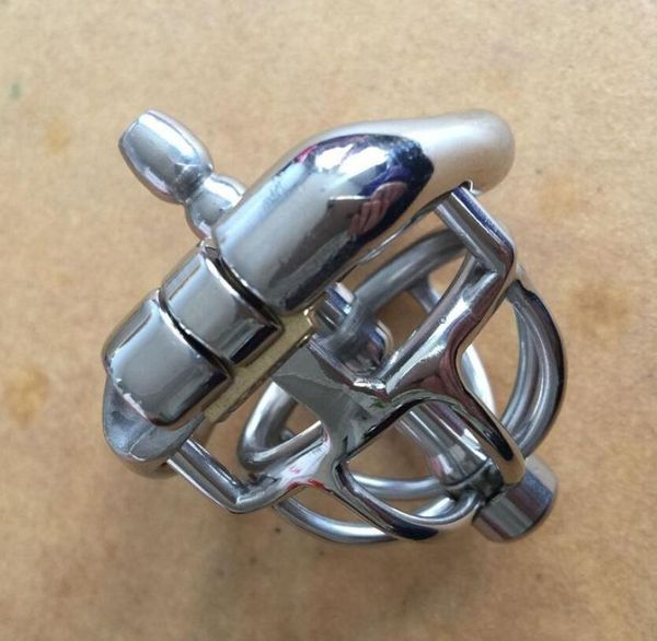 2022 Dispositifs de chasteté Super petit bondage masculin avec cathéter urétral Spike Ring Bdsm Sex Toys Ceinture de chasteté en acier inoxydable Cage courte