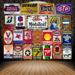 2019 nouveau Vintage Mobil Motor Oil Tin Signes En Métal Affiche ELF STP Valvoline Auto Moto Essence Garage Boutique Maison Décoration Murale Art De La Maison