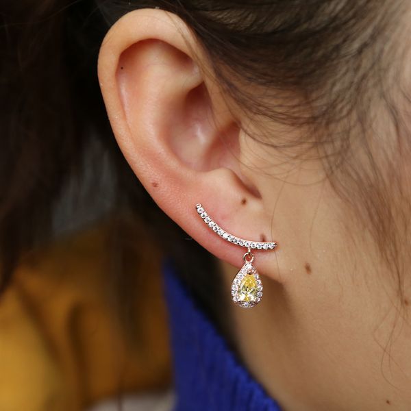 2019 New Vintage boucles d'oreilles simples multi couleur gros cristal larme boucles d'oreilles pendantes goutte d'eau mode femmes filles boho bijoux
