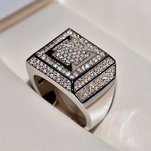 2019 nieuwe groothandel hoge kwaliteit heren hiphop ring koperen micro zirkoon vierkante ringen