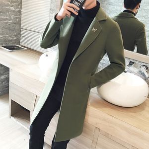 Hombres Trench Coats Mezclas de lana Nueva moda Hombres Abrigos Business Casual Trench Chaquetas largas Hombre Slim Fit Blends Abrigos Tamaño 4XL