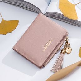 2019 Nieuwe damesportemonnee Korte Koreaanse versie Student Mode Dunne kleine portemonnee Tassel Zipper -portemonnee Klaar op voorraad