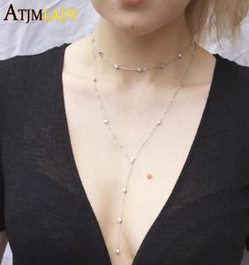 Collier sexy nouveau 2019 925 Sterling Silver Chain Double couche avec AAA Cumbic Zirconia Collier Y Choker Jewelry6759405