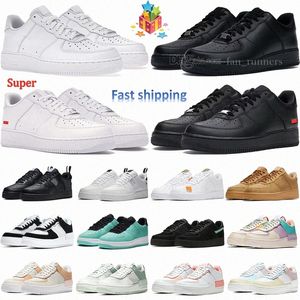 Designer Casual Chaussures Triple White Utility Black Wheat Pale Ivory Spruce Aura Mens Femme Airforce 1 One Baskets Plateforme Baskets