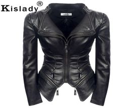 2019 New Women039s Cool Black Pu Leather Jacket Automne Overwear Outwear Faux Cuir Trentch Coat Punk Moto Biker Veste XXXL3484501
