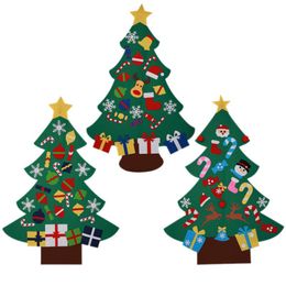 Decoración de Navidad colgante de pared para puerta de Año Nuevo para niños, árbol de Navidad de fieltro artesanal con adornos, regalos de Navidad para niños, 2019