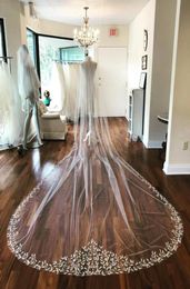 2019 nouveau Zuhair Murad 2 niveaux Long 3 M 15 M cathédrale bord en dentelle voile de mariée 8044211