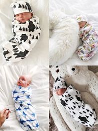 Manta para bebé recién nacido 2019 + gorro con gorro, saco de dormir de algodón suave, conjunto de dos piezas, saco de dormir, 11 colores