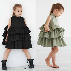 2019 Nouveau-né Enfants Bébé Filles Robe De Soirée Sans Manches O Cou Gâteau À Volants Tutu Robes À Bulles D'été Bébé Fille Robe Douce Vêtements Q0716