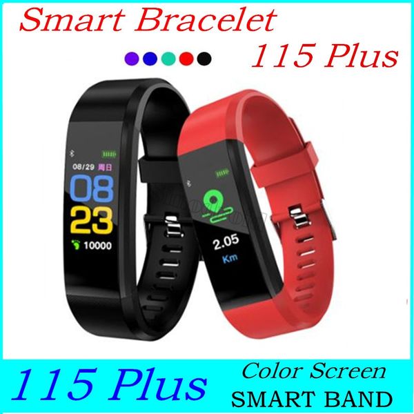 NOUVEAUTÉ 115 Plus Bracelet Intelligent Étanche Sport Montre Intelligente Rappel Sédentaire Fitness Tracker Bracelets Intelligents Pour Android IOS ID115 Plus