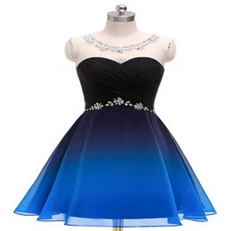 2019 Les plus récentes robes de bal courtes de mousseline de mousseline de dégradé sexy bon marché avec lacet ombre Formel Evening Mini Homecoming Graduation Party Gown AL45 2773