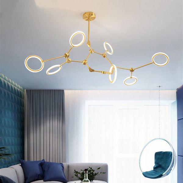 2019 plus récent style nordique lustre éclairage lampe moléculaire personnalité créative lumière simple moderne chambre salle à manger modèle étude lanterne