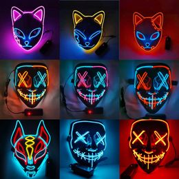 Máscaras de fiesta Máscara de Halloween LED Ilumina la máscara de miedo para el festival Cosplay Disfraz de Halloween Fiestas de disfraces Carnaval Regalo FY9210 0825