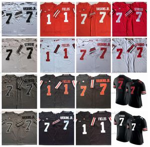 NCAA Ohio State Buckeyes College voetbalshirts 1 Justin Fields 7 Dwayne Haskins Jr. CJ Stroud Jersey Zwart Rood Scarlet Heren gestikte shirts S-XXXL