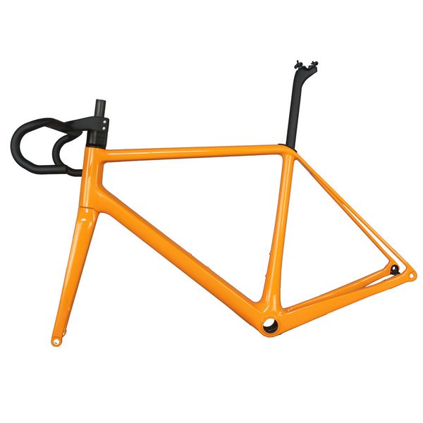 Cadre de vélo de route à disque T1000 en fibre de carbone, câbles internes complets, peinture orange personnalisée FM639, support de pédalier BB86