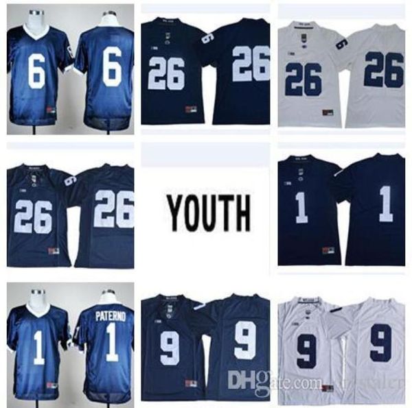 2019 Penn State Nittany Lions # 26 Saquon Barkley 9 Trace McSorley 1 Joe Paterno Bleu marine Blanc PSU Jersey hommes College Jerseys8796312