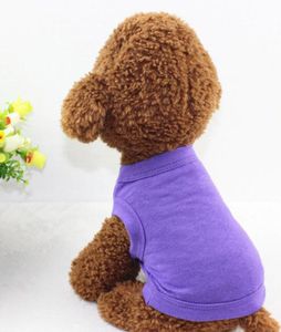 Vêtements pour chiens T-shirts pour animaux de compagnie Été Solide Mode Top Chemises Gilet Vêtements en coton