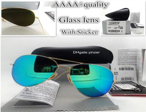 2019 Piloot Zonnebril Men Dames Glazen Lens Vintage 58mm 62 mm Mirror Shade Unisex Eyewear Cool Goggle Zonneglazen met doos Case9951714